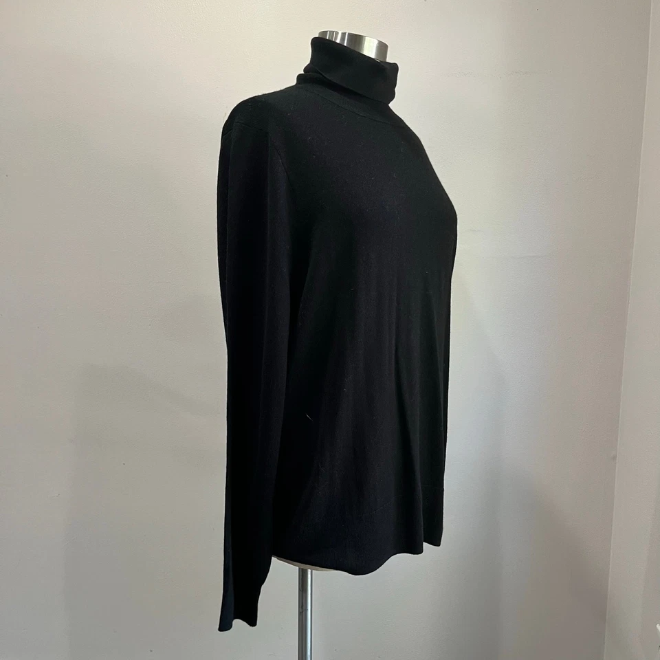 J. Suéter Crew Plus Size 3X mistura de lã merino preto manga longa gola alta  - Imagem 2 de 4