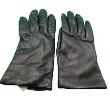 Vintage Lord  Taylor BLACK Leather Gloves Cashmere Lined Wrist Length 6.5