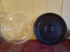 40/Sets Black Round Sushi Party Trays 15 inch Sushi Tray with Lid