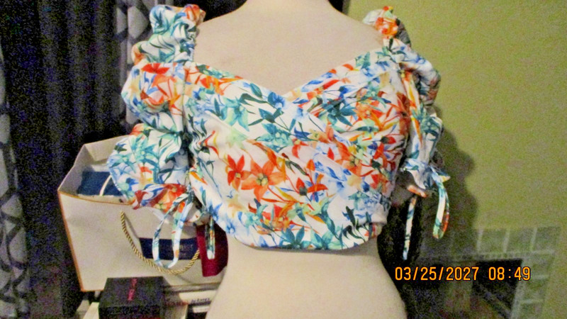 A. PEACH FLORAL DESIGNER TOP          S