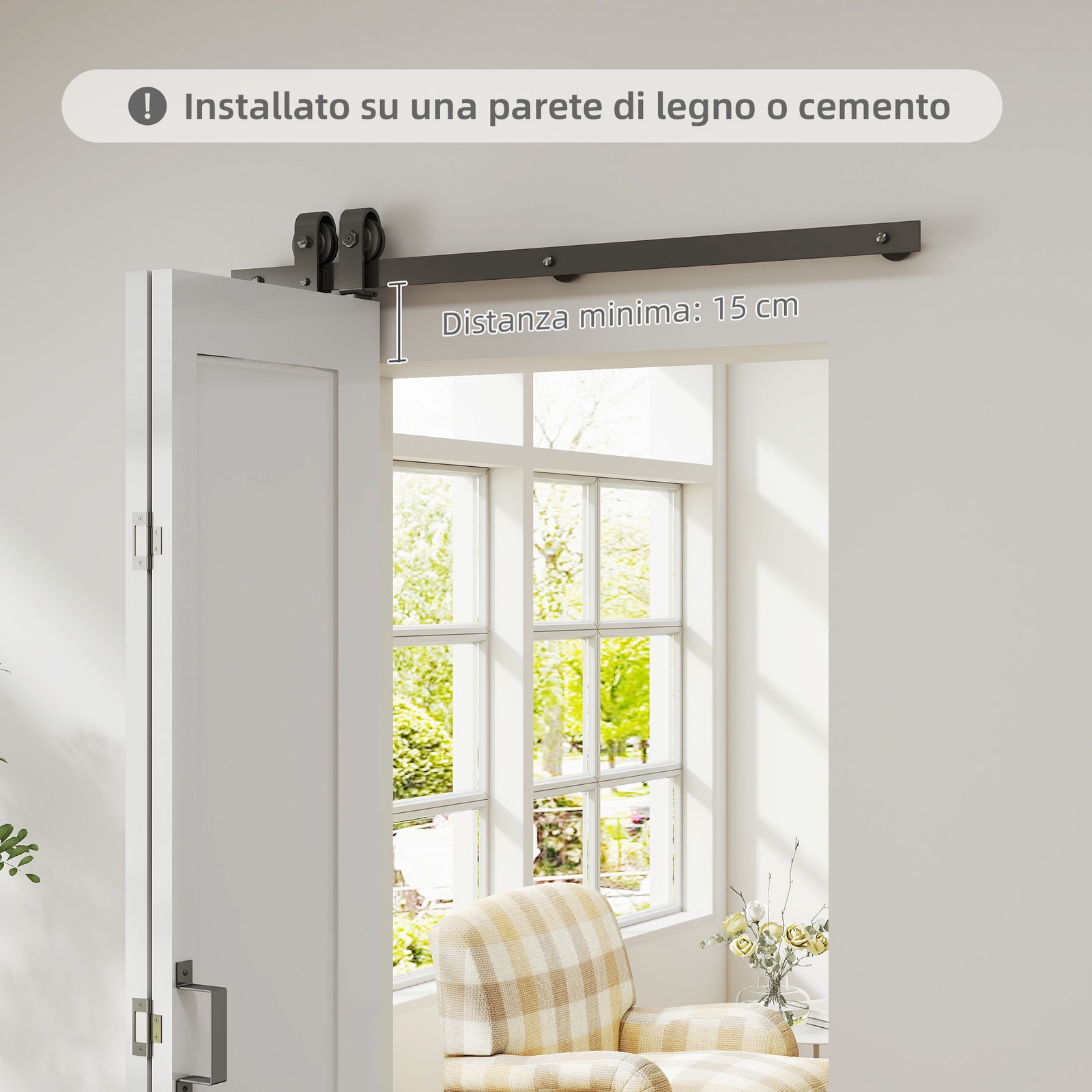 HOMCOM Porta Pieghevole a Libro con Superficie Verniciabile 90x210 cm Bianco foto 6