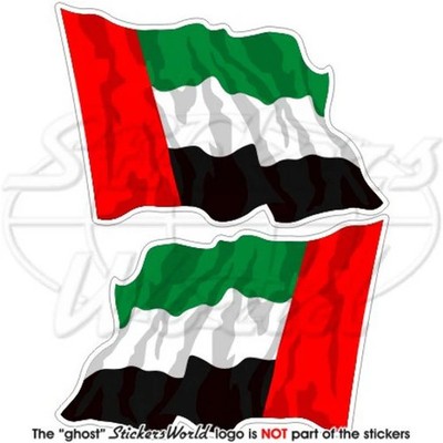 UNITED ARAB EMIRATES Waving Flag UAE Dubai Abu Dhabi 75mm(3'') Stickers Decals x2