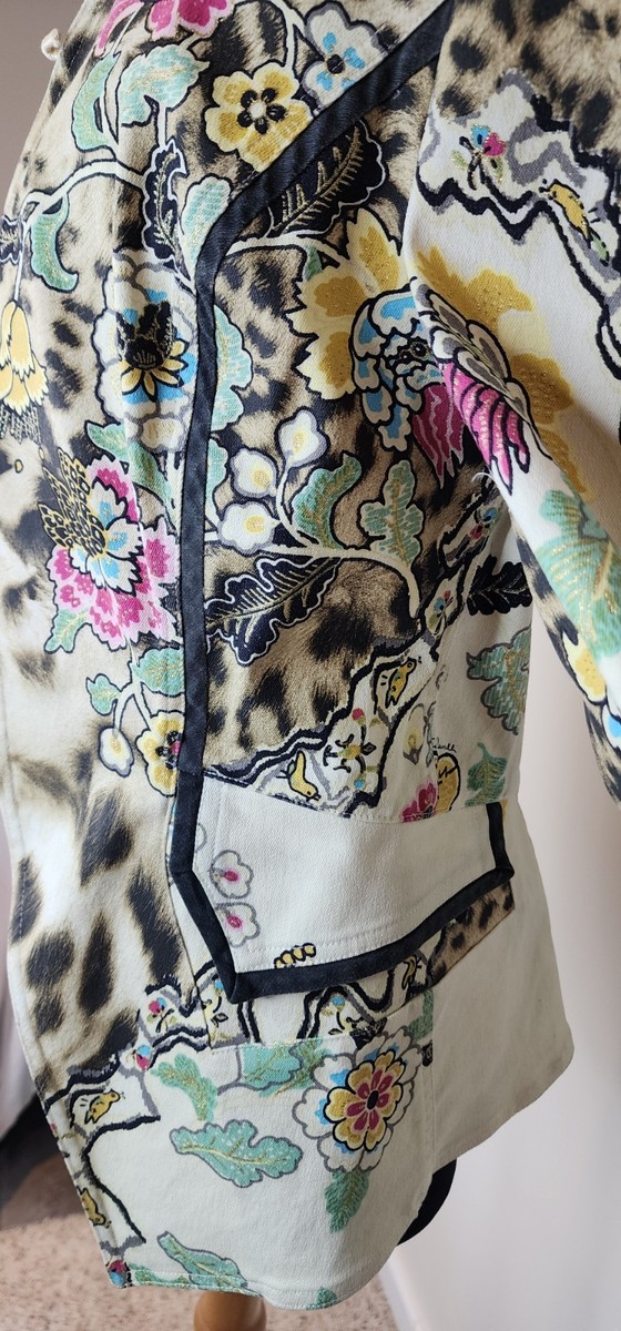 RARE ROBERTO CAVALLI 2003 DENIM JACKET Chinoiserie Animal Print