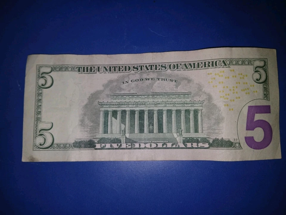 2021 $5 Bill Serial #QL 45678910 B Fancy Serial Number - Image 4 of 4
