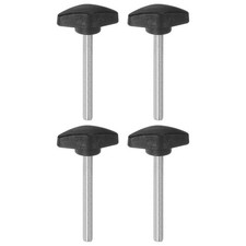 4pcs M6 x 60mm Male Thread Tee Wing Knobs Thumb Screw Clamping Knobs Grip Black