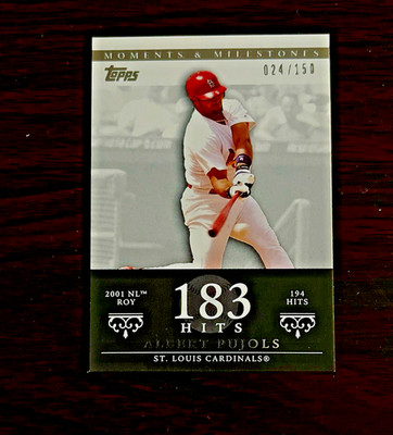 2007 Topps Moments & Milestones Base Set #3 Albert Pujols 183 Hits #24/150