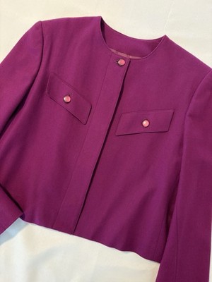 Vintage Pendleton Wool Cropped Blazer Jacket Womens 10 Magenta Minimalist Office