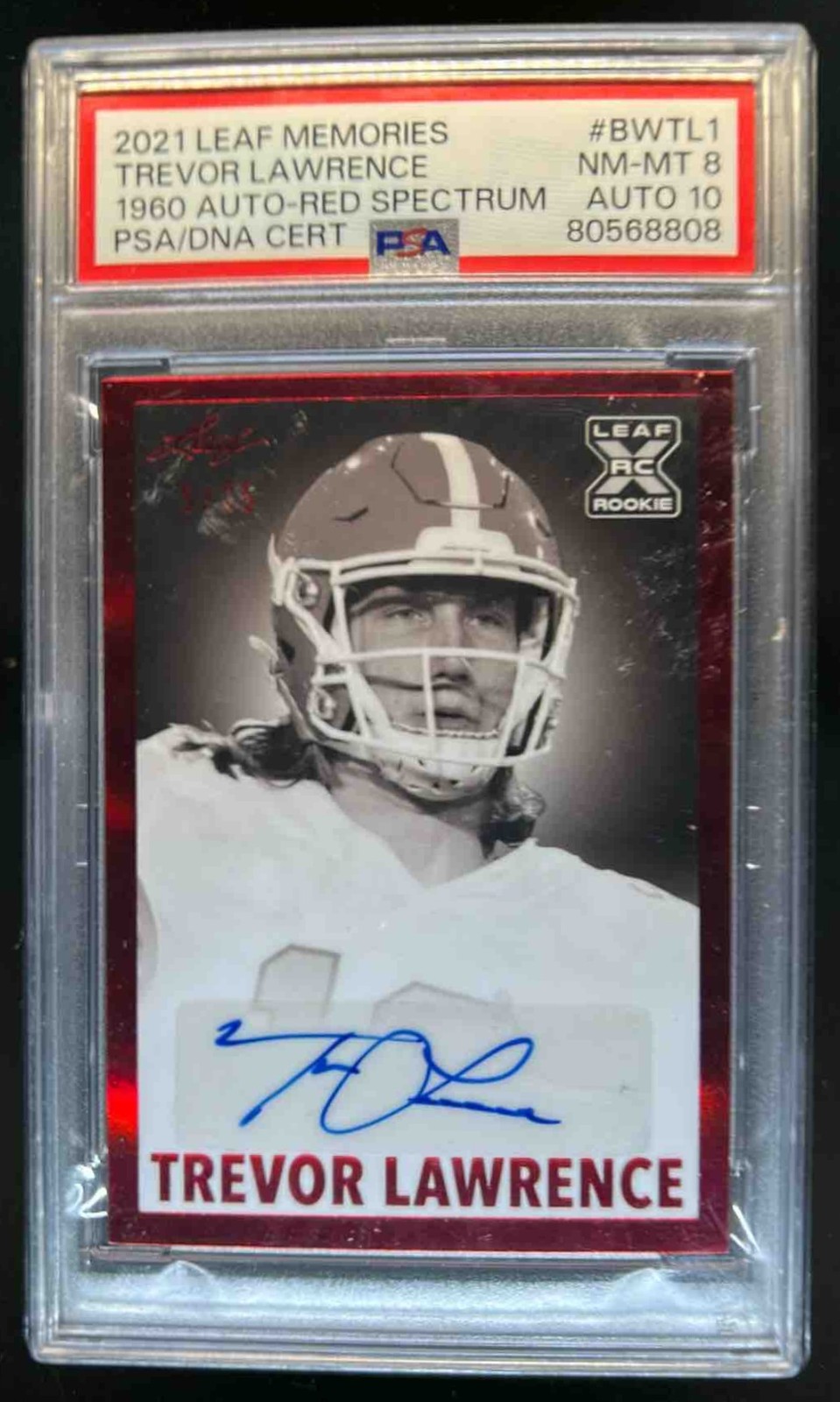 Trevor Lawrence Leaf Memories 1960 Autographs #BWTL1 Red Spectrum