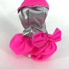 Vintage Barbie 90s Hot Pink & Silver Party Cocktail Prom Dress Short