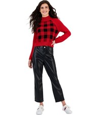 Tommy Hilfiger Womens Faux Leather Casual Trouser Pants, black