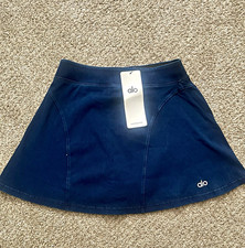 ALO Women  s Tennis Athletic Skirt Black L Pull-On Elastic Waist Stretch