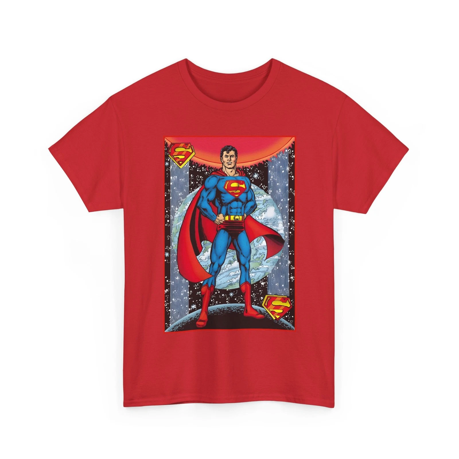 Superman T-Shirt - George Perez Justice League Postcard Art - DC Comics - 1980s
