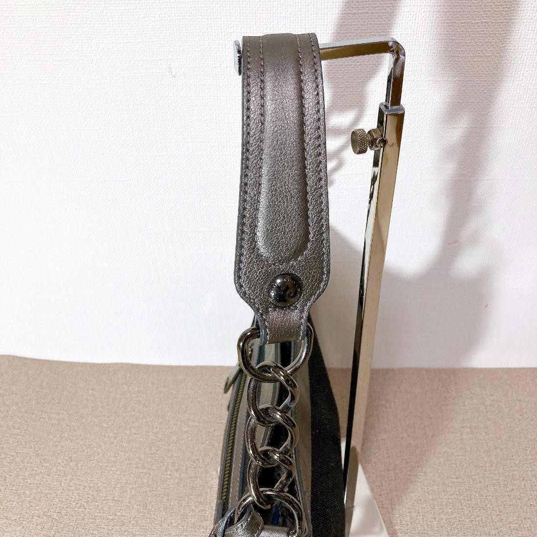 Burberry Blue Label One Shoulder Bag Navy Glitter Canvas Leather Logo Bag New thumbnail 6