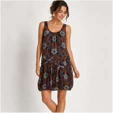 Boho Drop Waist Floral Dress Womens Small Min...