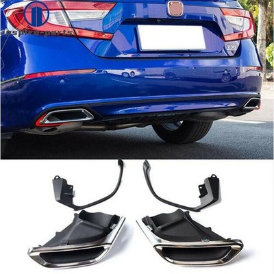 Pair Exhaust Muffler Tip Trim w/ Bracket For Honda Accord 18-20 Modified