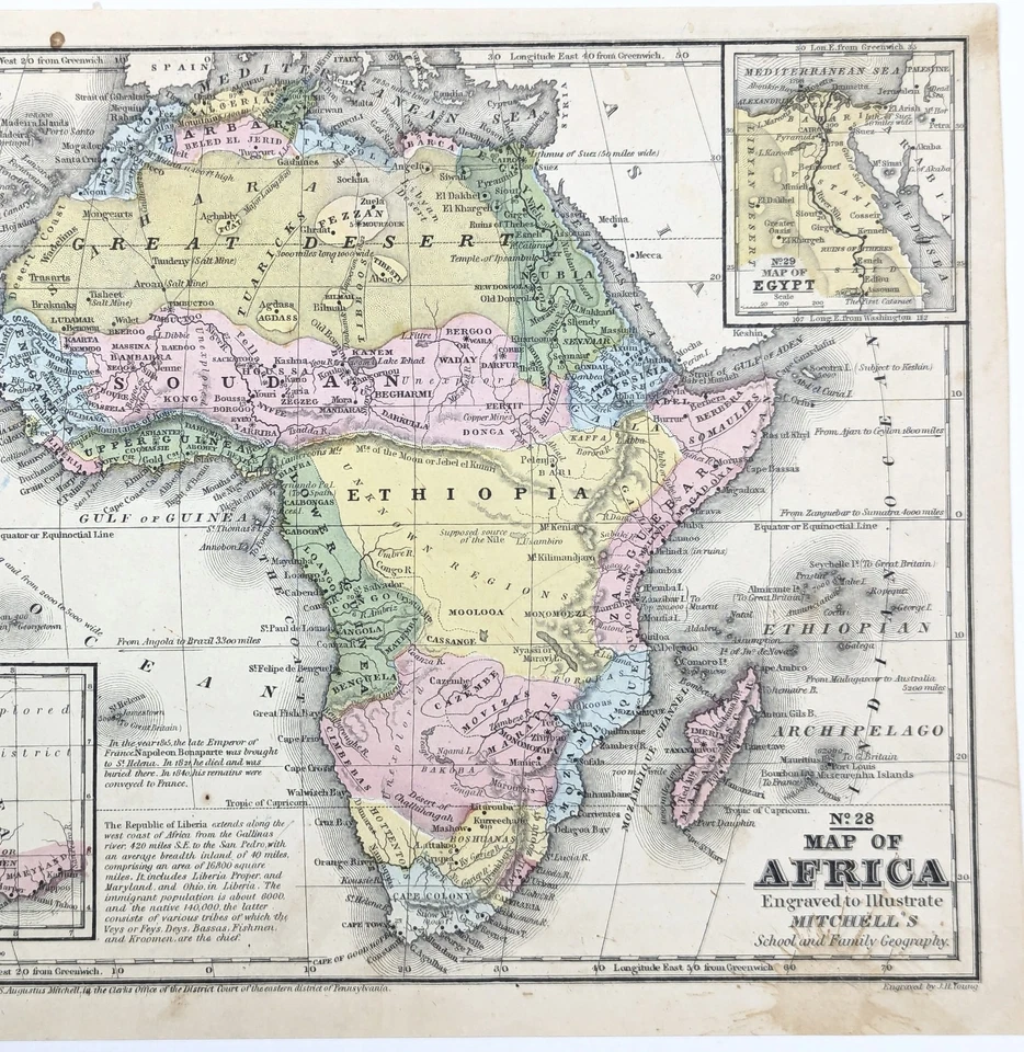 1852 年非洲地图原版 (10x8) 埃蒂奥皮亚 - 苏丹 - 开普殖民地 - 索马里 — 第 3/3 张图片