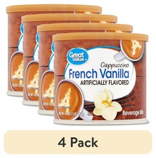  4 Pack Great Value French Vanilla Cappuccino Mix 16 oz - Coffee House Beverage