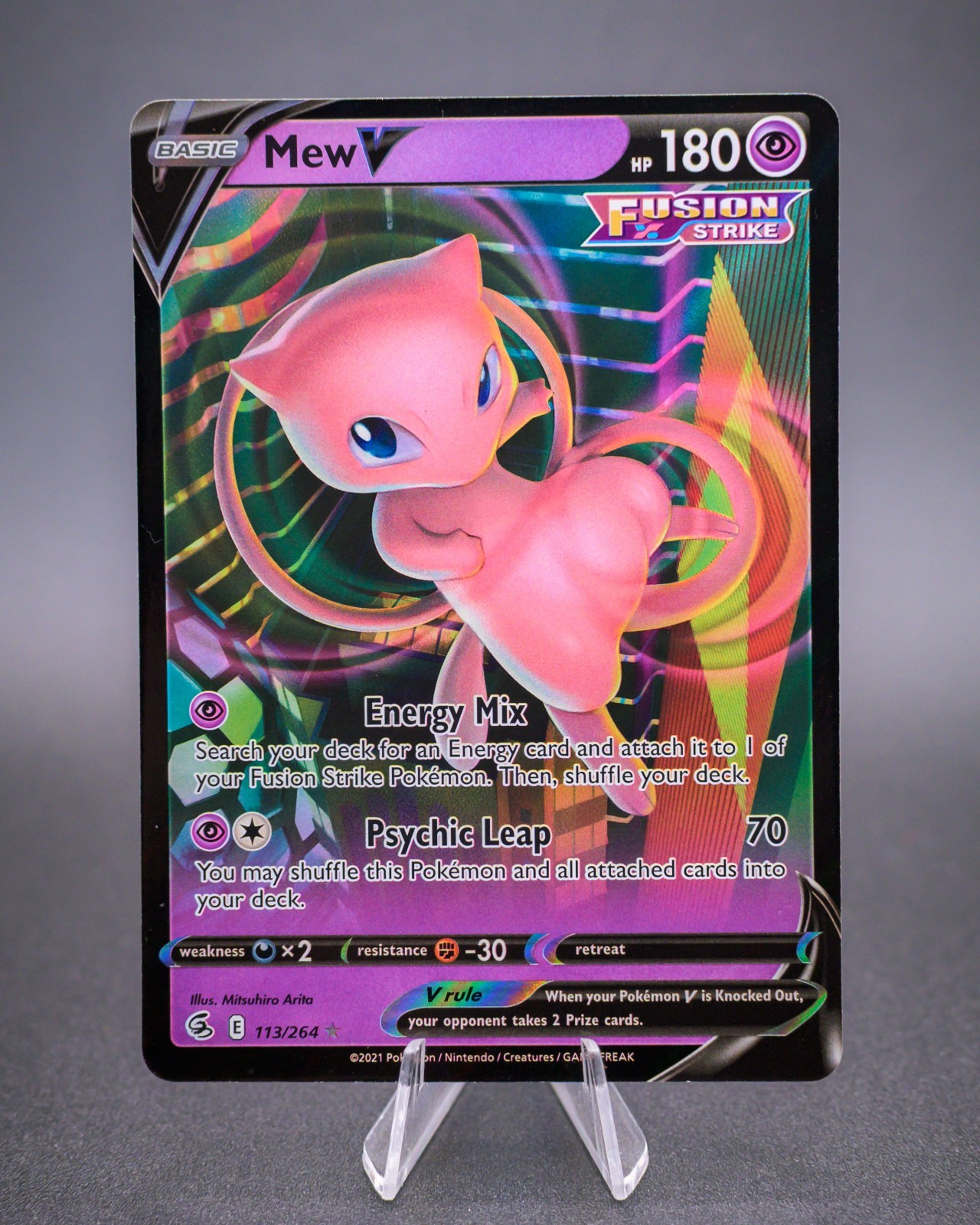 Mew V 113/264 Rare Full Art Pokemon Fusion Strike
