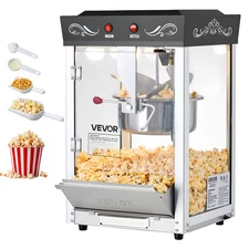 VEVOR Popcorn Machine Countertop Popper Maker 800W 8oz Kettle 48 Cups Black