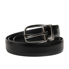 DOLCE & GABBANA Belt Men Black Classic Leather Metal Buckle 90cm / 36in 400usd