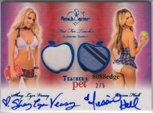 BENCHWARMER DUAL SWATCH AUTO: SHAY LYN VEASY/JESSICA HALL #2/5 BLUE AUTOGRAPH - Picture 1 of 5