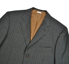 Brioni Millenio Jacket 40R Med Blazer Grey w Rust Stripe Worsted Wool Side Vents