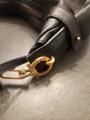 Vintage SALVATORE FERRAGAMO Black Leather Hobo Shoulder Bag Vintage SALVATORE FERRAGAMO Black Leather Hobo Shoulder Bag