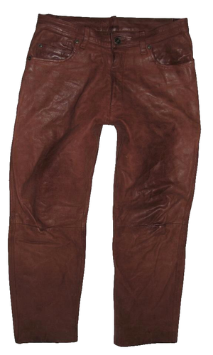 " JOHN DEVIN " herren- LEDERJEANS / Nubuk- Lederhose IN braun circa W33"/ L29" - Bild 2 von 4