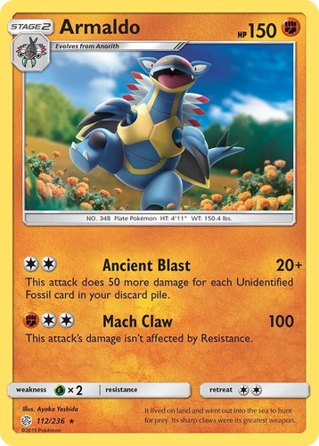 Armaldo 112/236 Rare SM - Cosmic Eclipse Pokemon TCG