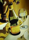 Wine Glass and Bottle Hand Painted Oil Painting On Canvas 36" x 48" Restaurant