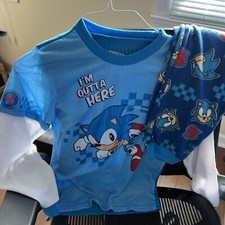 Sonic The Hedgehog Pajamas Boys Two Piece Kids Pajama Set SZ L