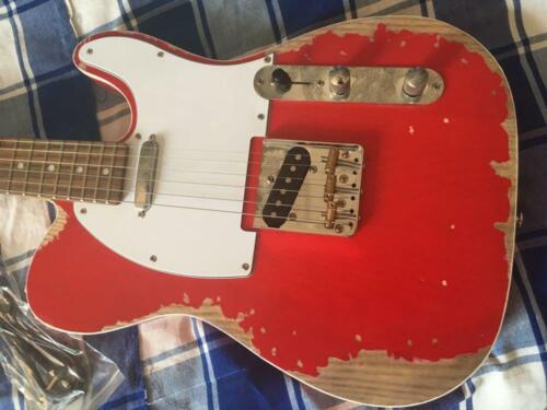 Relic Studio Starzała czerwona gitara elektryczna 100% ręcznie robiony korpus popiołu Stare okucia - Zdjęcie 1 z 7