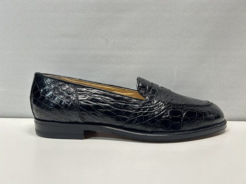 Gucci Men’s Black Crocodile Classic Full Strap Split Toe Loafer Size 40.5 D - Picture 6 of 21