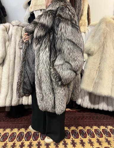 Silberfuchsmantel Fuchsmantel Pelzmantel Pelz Fuchs REAL Fox Fur Coat Volpe M-XL - Picture 7 of 20