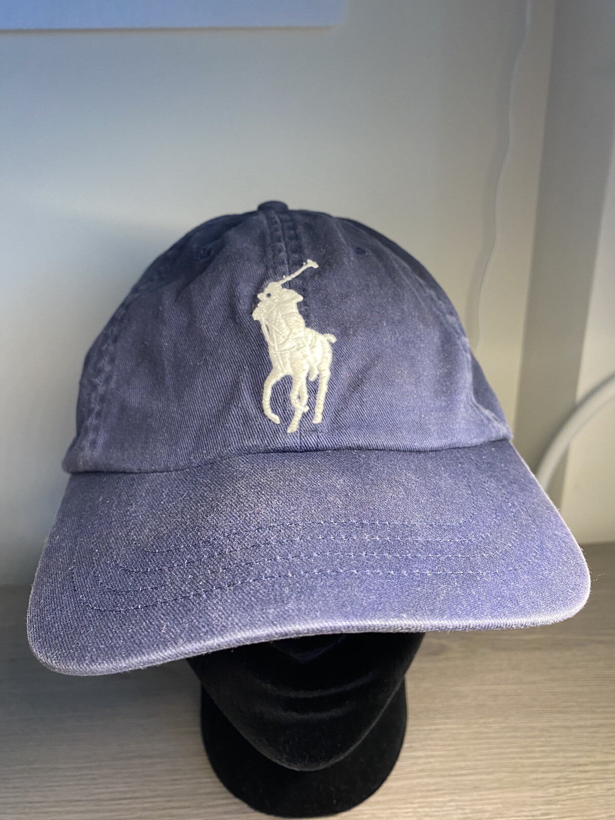 Polo Ralph Lauren Hat Mens Leather Strapback Navy Adjustable Cap Big Pony Logo