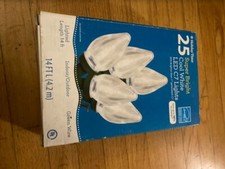 New Holiday time 25 counts Super Bright Cool White LED C7 Light 14 FT Long