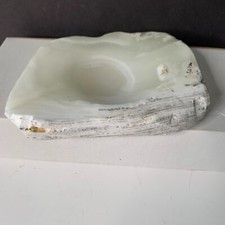 VINTAGE THICK SLICE LARGE ONYX MARBLE ASHTRAY MADE IN ITALY