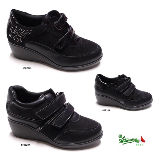 Scarpe sportive sneakers comode donna invernali strappo zeppa gomma SF |  eBay