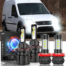 Para For Ford Transit Connect 2010-2013 6000K faros LED +Kit de luces antiniebla