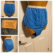 VINTAGE NWOT 90'S JOCKEY FOR HER BLUE W/ LOGO HI-WAIST COTTON PANTIES SZ 10