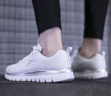SKECHERS WOMENS SHOES WHITE LADIES MEMORY FOAM WALKING GYM TRAINERS SKETCHERS