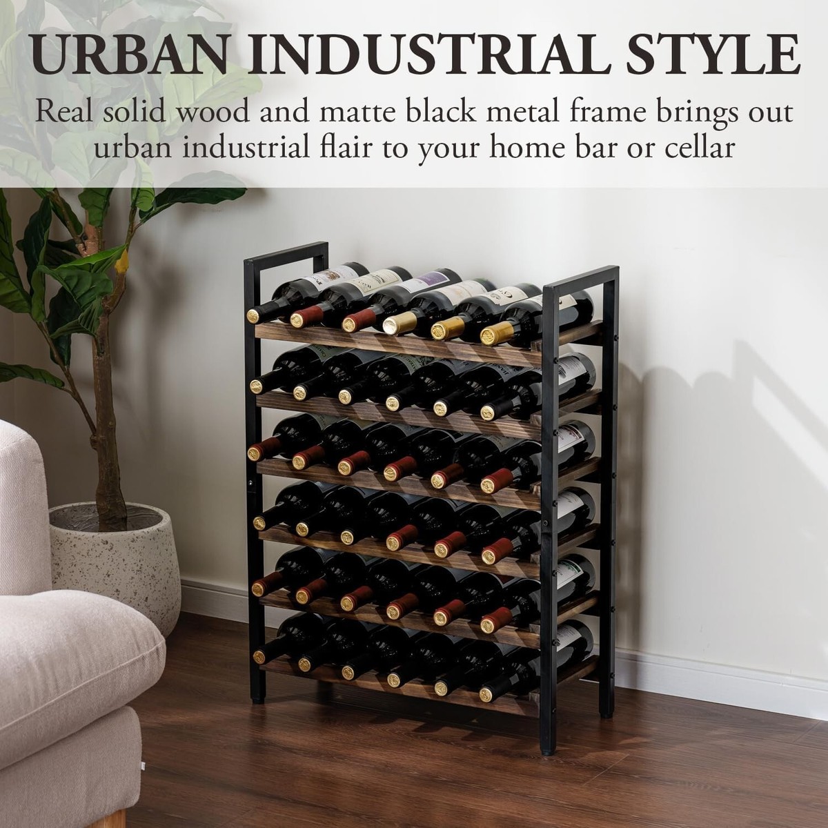 Wine Cellar Black Wood Wine Rack Tier Black Metal And Brown Wood