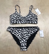 knix 2 Pc Scoop Bikini top  Classic Bikini Bottom Size L White /Black NWT