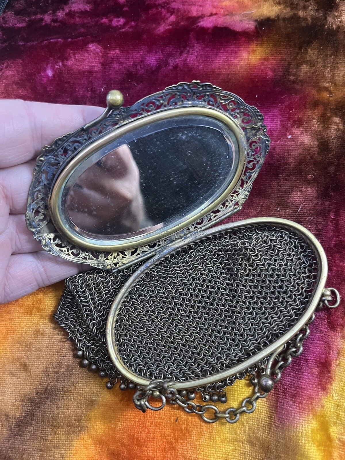 ANTIQUE VICTORIAN BUTTERFLY MESH PURSE - image 3