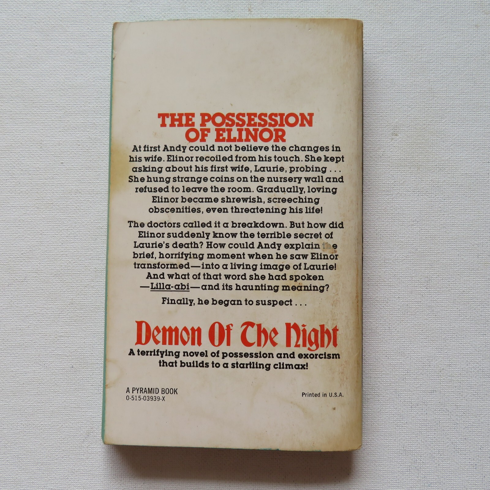 Demon of the Night by Rita Lakin 1976 Vintage Horror Occult Paperback