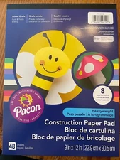 Pacon Heavyweight Multi-Color Construction Paper Pad #104612 (9"x12") 41 Sheets