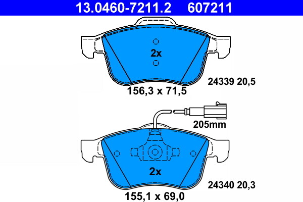 ATE 13.0460-7211.2 Brake Pad Set, disc brake for ALFA ROMEO