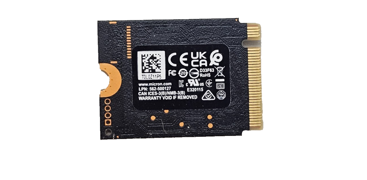 Micron 2550 1TB M.2 2230 NVMe SSD通電回数：65 Micron 2550 1TB M.2 2230 NVMe SSD通電回数：65