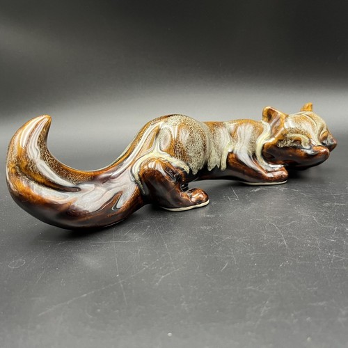 Estatuilla de zorro de cerámica artística vintage esmalte por goteo marrón escultura de cerámica artesanal - Imagen 3 de 12