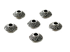 50 Spacer Beads Tibetan Antiqued Silver 6mm Fancy Filigree Circles Round Saucer